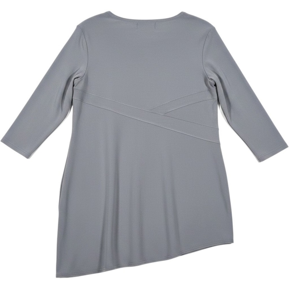 Sympli Asymmetric Tunic Top Womens 10 Gray 3/4 Sleeve Hem Pocket Lagenlook - Picture 2 of 7